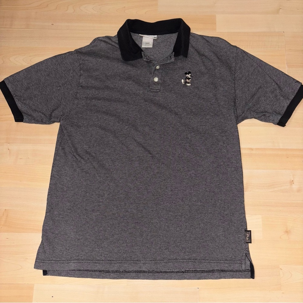 Disneyland Polo Shirt Mickey Mouse Embroidered Men Size Large Herringbone Golf
